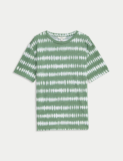 Pamuklu Desenli Kısa Kollu T-shirt