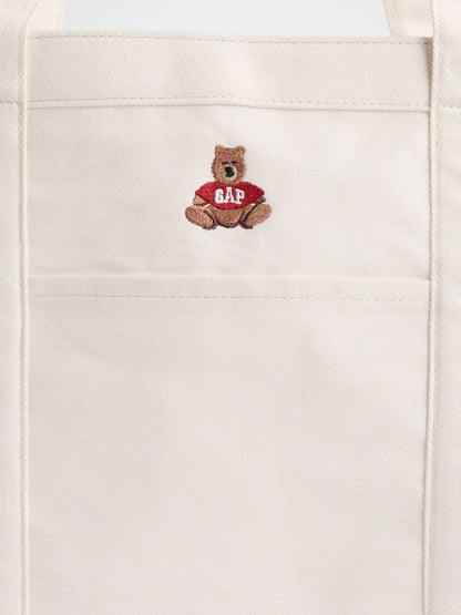 Beyaz Brannan Bear Logo Denim Tote Çanta