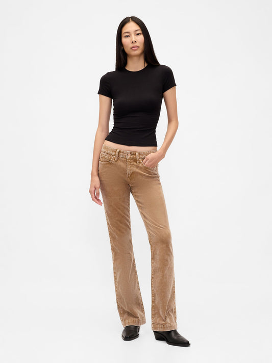 Kahverengi Low Rise Kadife Long & Lean Pantolon