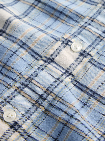 Açık Mavi Organik Pamuk Relaxed Flannel Gömlek