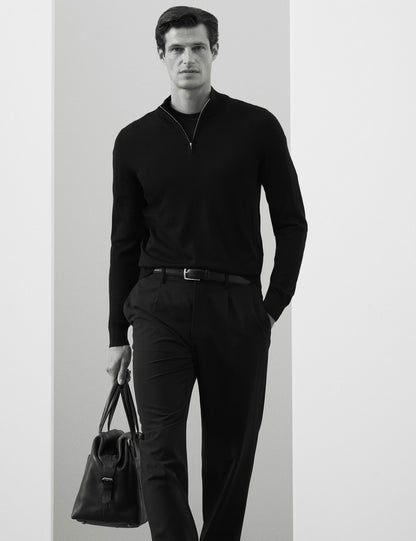 Pure Extra Merino Yün Yarım Fermuarlı Kazak