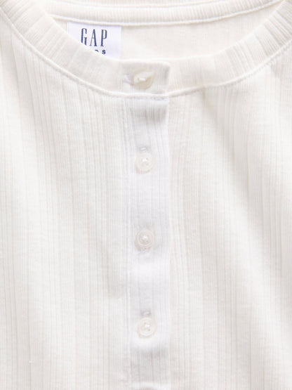 Beyaz Çizgili Fitilli Henley T-shirt