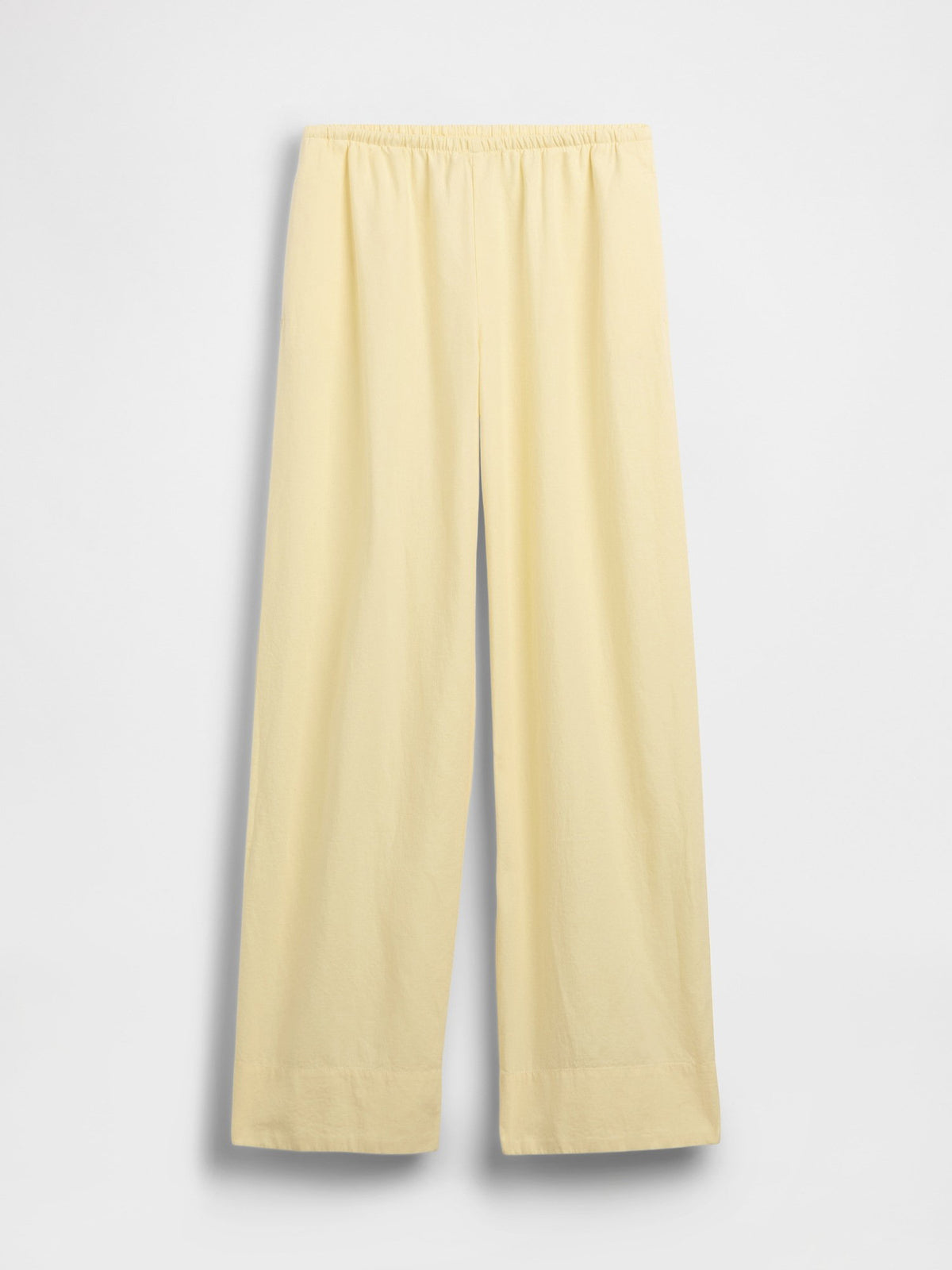 Sarı Keten Karışımlı Easy Wide-leg Pantolon