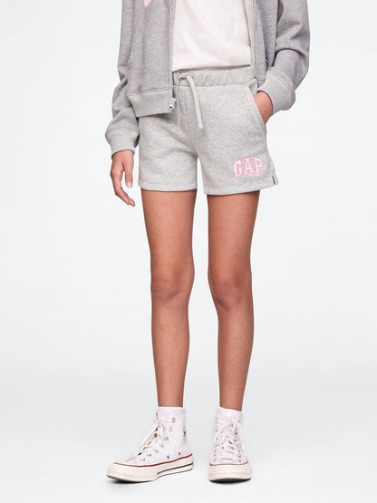Gri Gap Logo Havlu Kumaş Pull-on Şort
