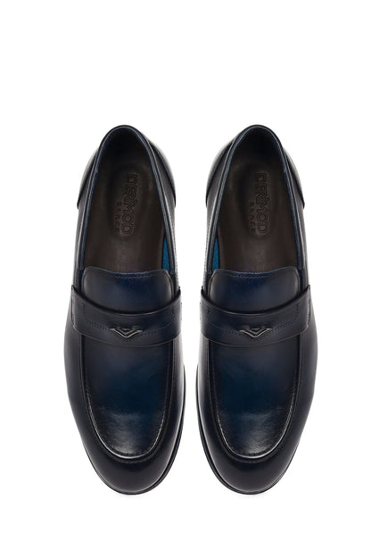 Derimod Black Erkek Lacivert Deri Klasik Loafer