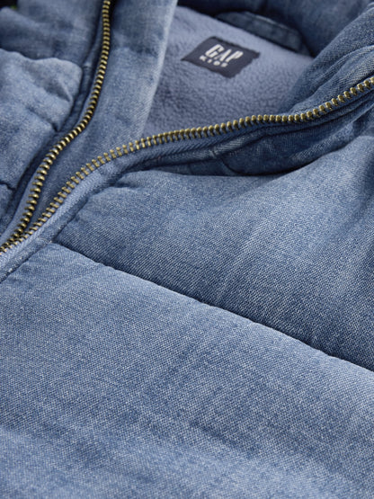 Mavi Cozy-lined Denim Şişme Puffer Mont