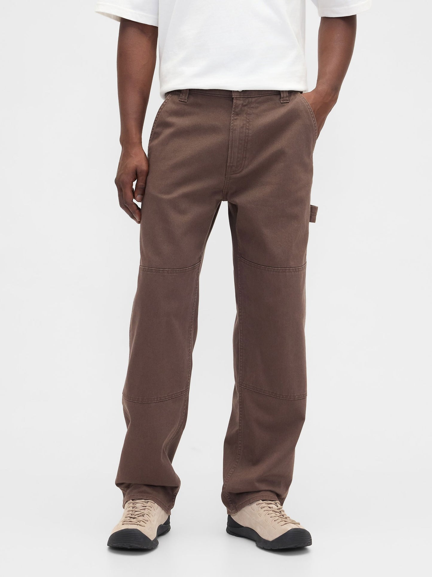 Kahverengi Relaxed Fit Utility Jean Pantolon