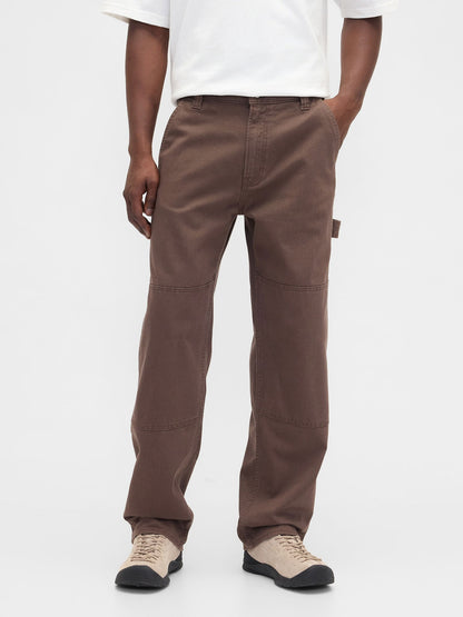 Kahverengi Relaxed Fit Utility Jean Pantolon