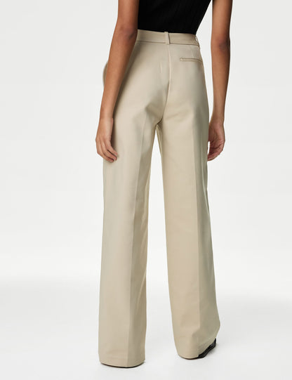 Yüksek Bel Wide Leg Chino Pantolon