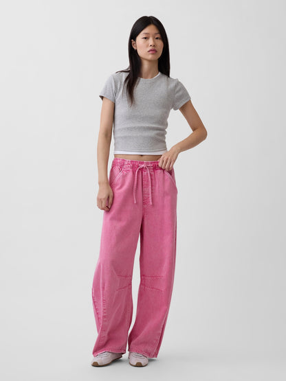 Pembe Mid Rise Ultrasoft Kolay Horseshoe Jean Pantolon