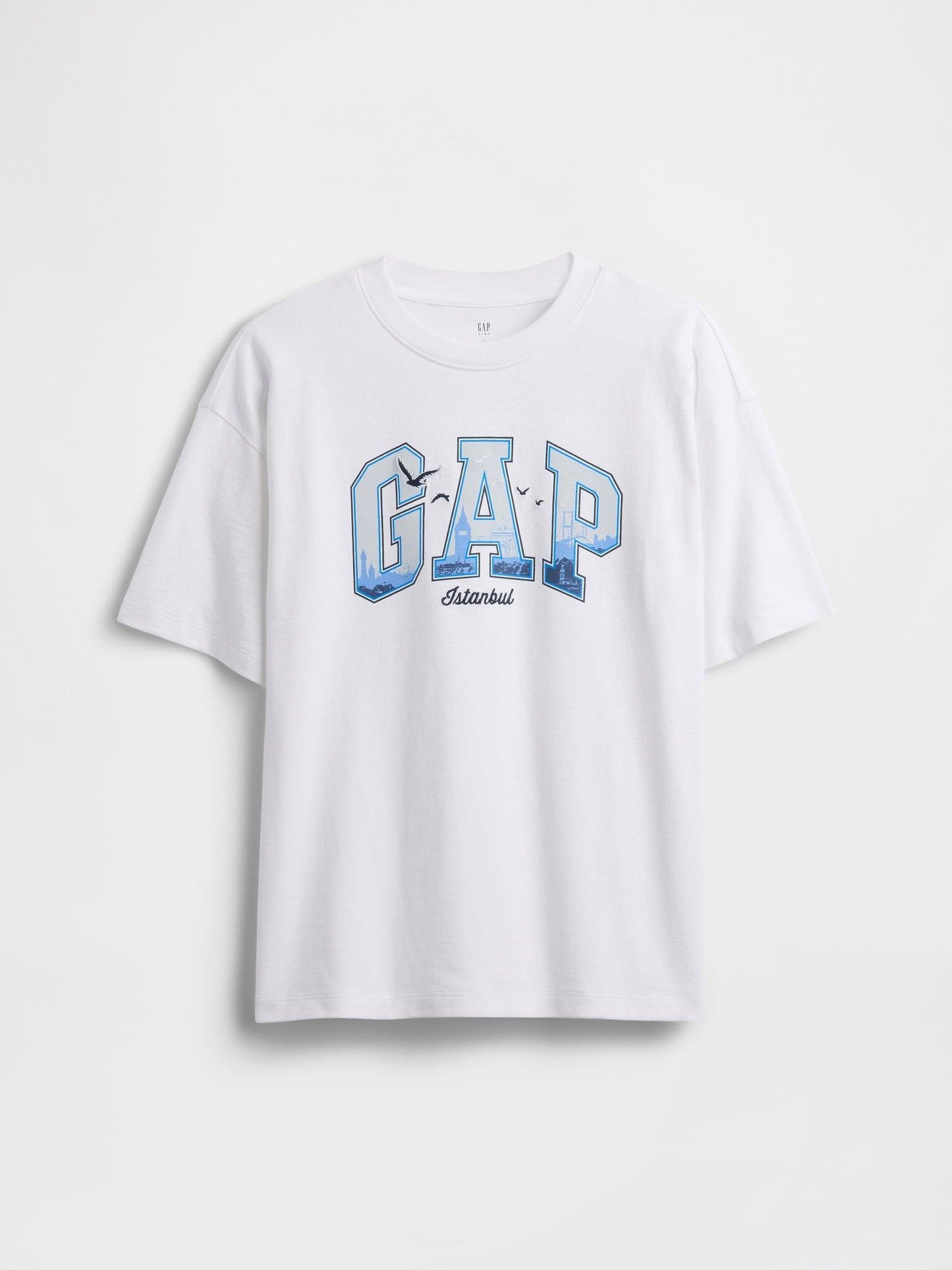 Beyaz Istanbul Logo Grafik Baskılı T-shirt