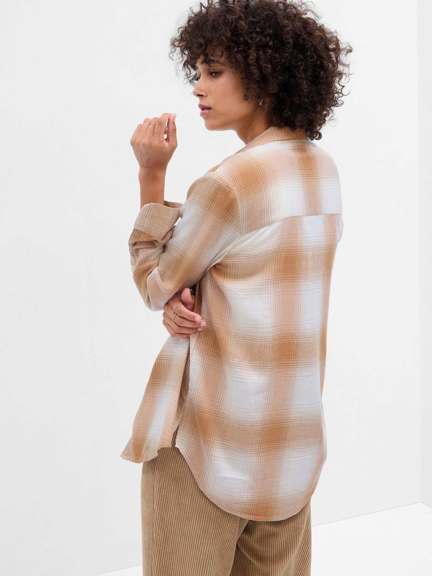 Bej Relaxed Flannel Easy Ekose Gömlek