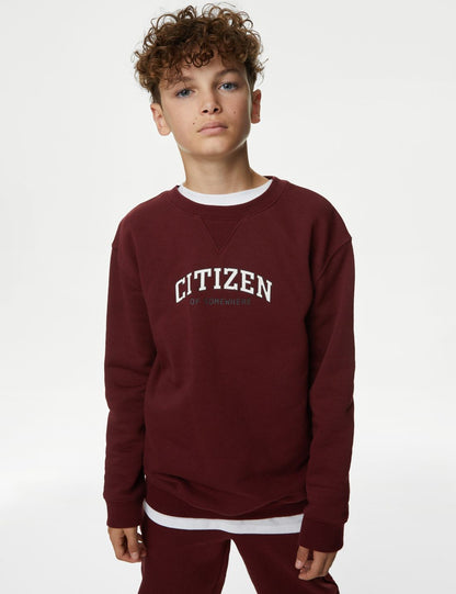 Slogan Desenli Yuvarlak Yaka Sweatshirt (6-16 Yaş)