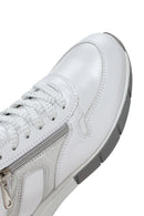 Kadın Beyaz Bağcıklı Yandan Fermuarlı Deri Sneaker