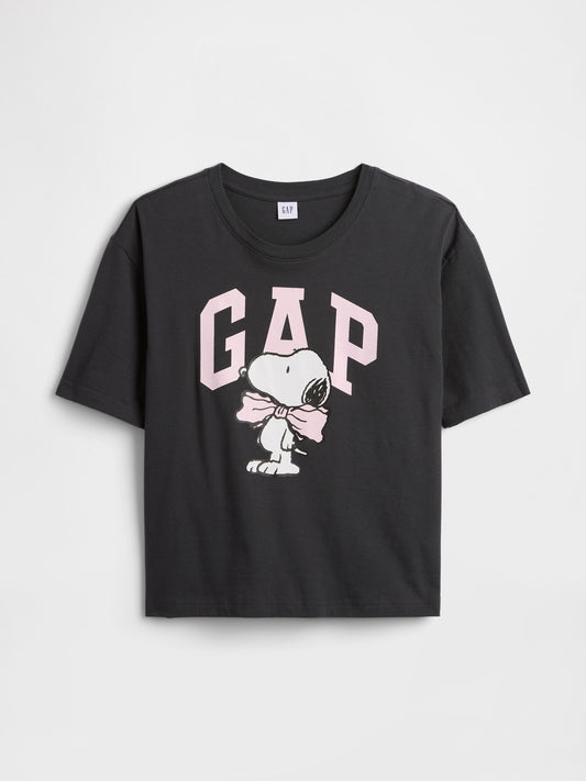 Koyu Gri Peanuts Oversized Gap Logo T-shirt