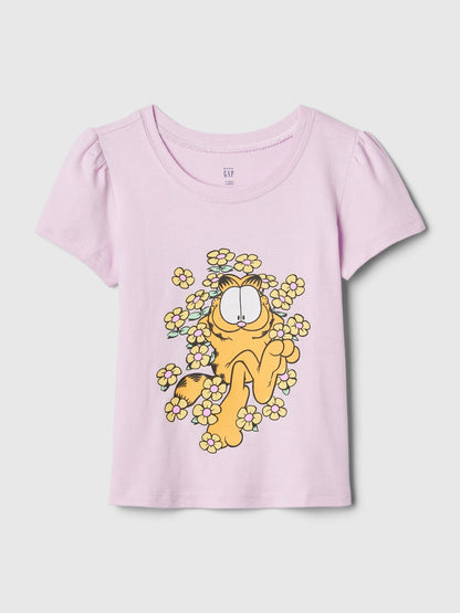 Pembe Gap Logo Garfield Grafikli T-shirt