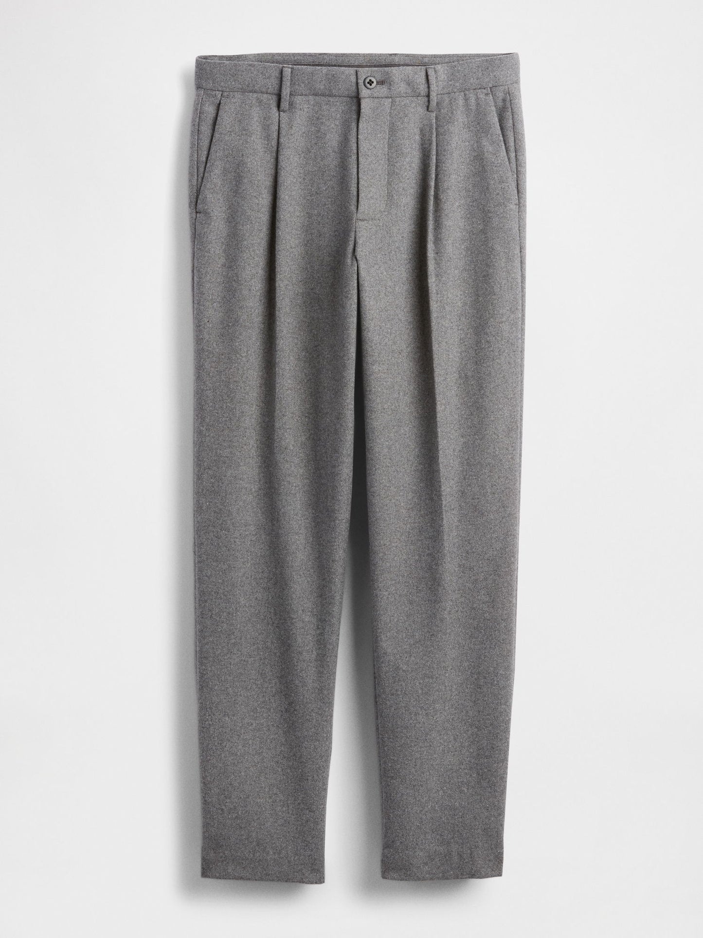 Gri Yün Karışımlı Relaxed Straight Pantolon
