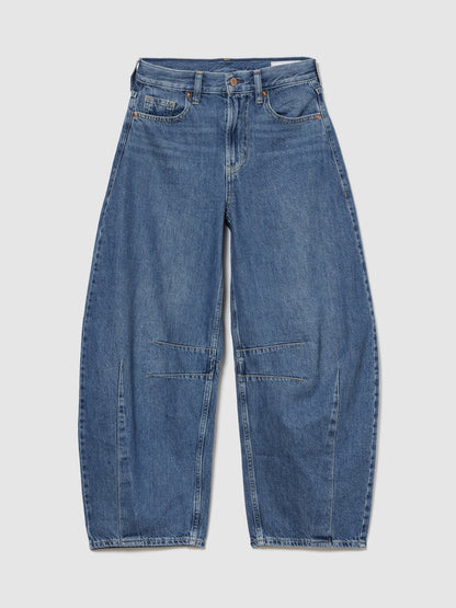Koyu Mavi High Rise Horseshoe Jean Pantolon