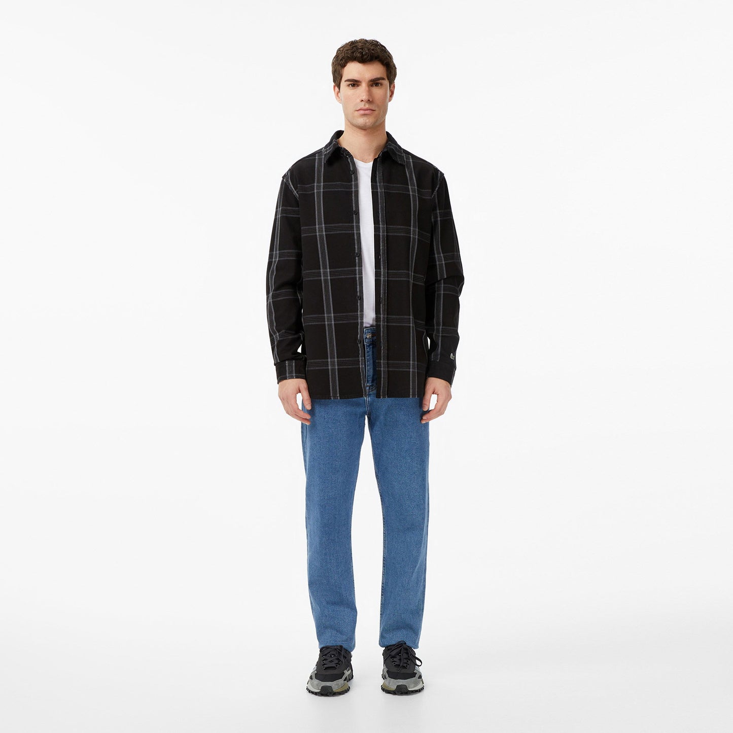 Erkek Regular Fit Kareli Siyah Gömlek