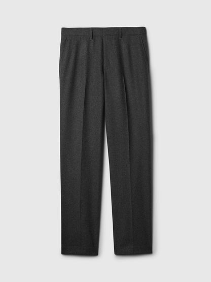 Siyah Yün Karışımlı Straight Fit Pantolon