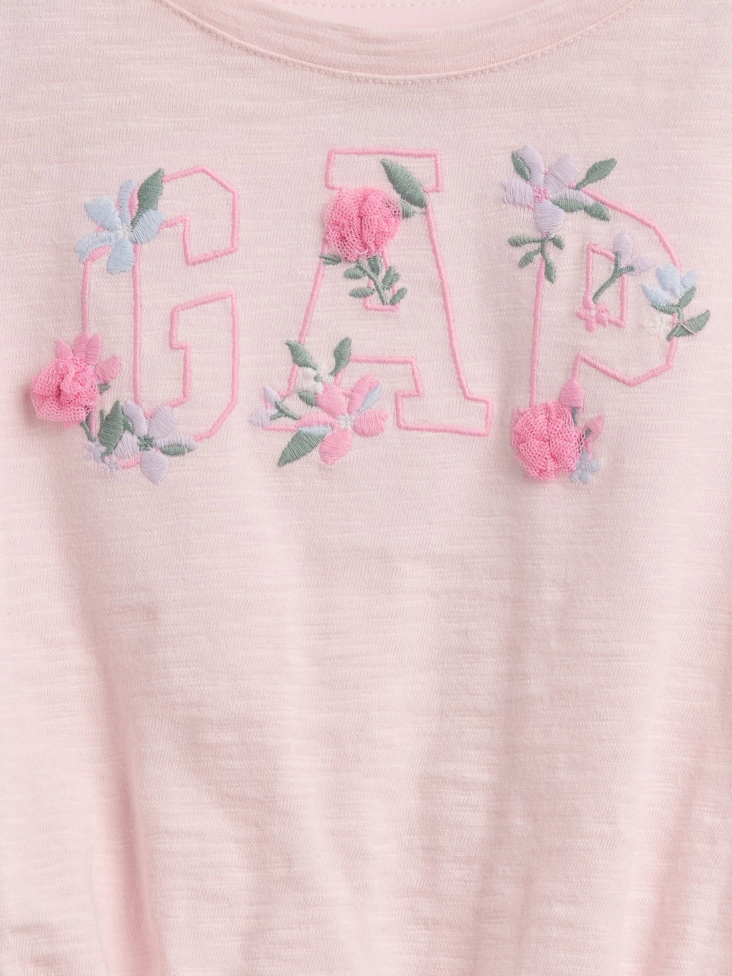 Pembe Organik Pamuk Logo Işlemeli T-shirt
