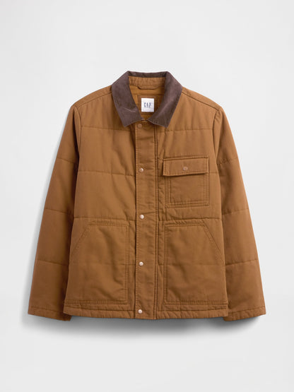 Açık Kahverengi Relaxed Quilted Kanvas Utility Ceket
