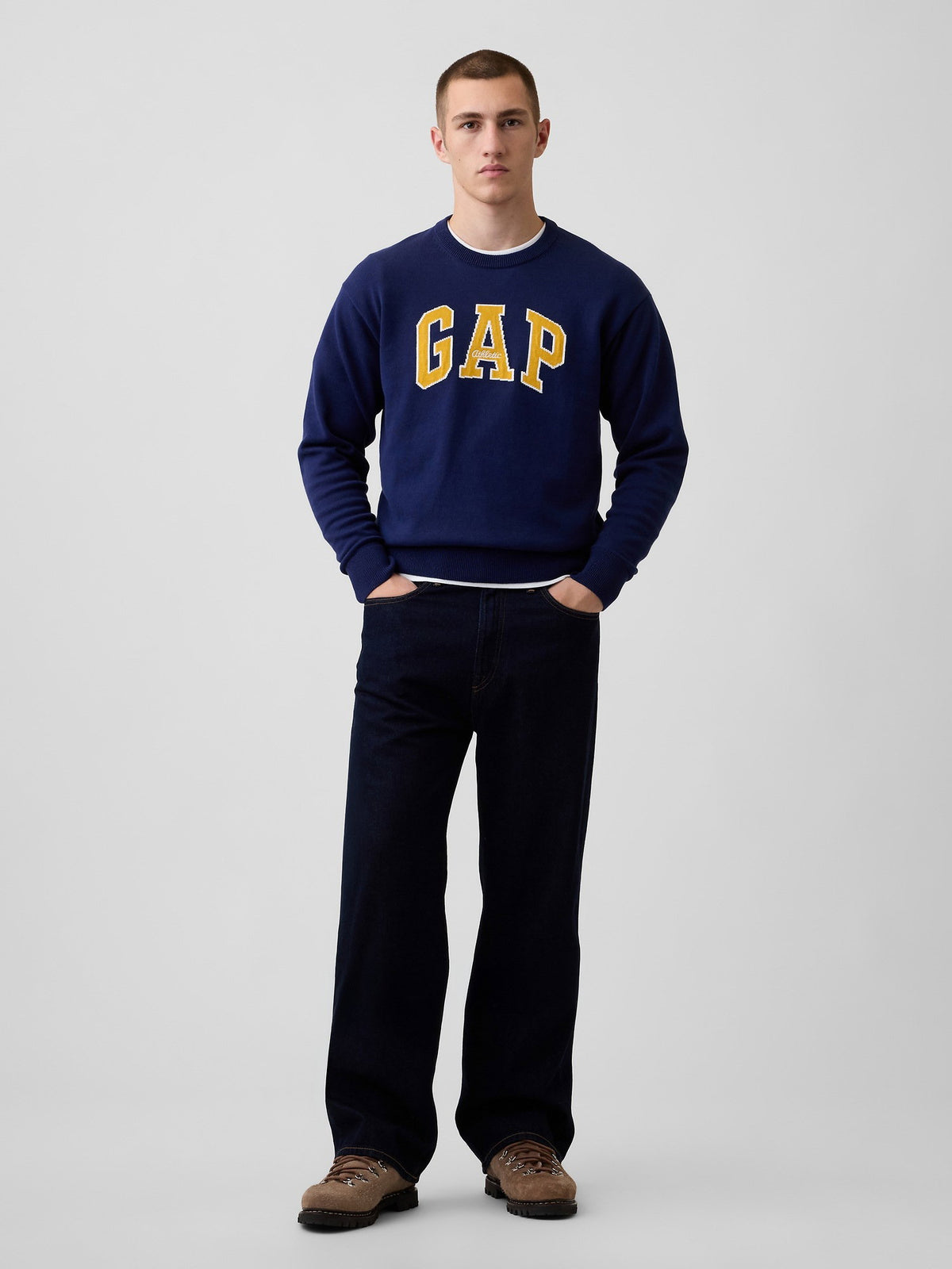 Lacivert Relaxed Gap Logo Intarsia Kazak