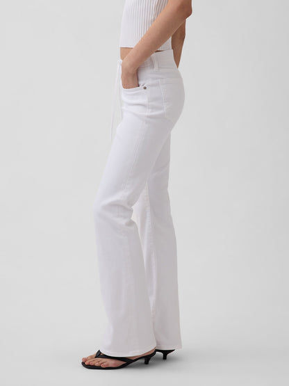 Beyaz Low Rise Long & Lean Lace-up Jean Pantolon