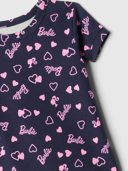 Lacivert %100 Organik Pamuk Barbie™ Desenli Pijama Takımı
