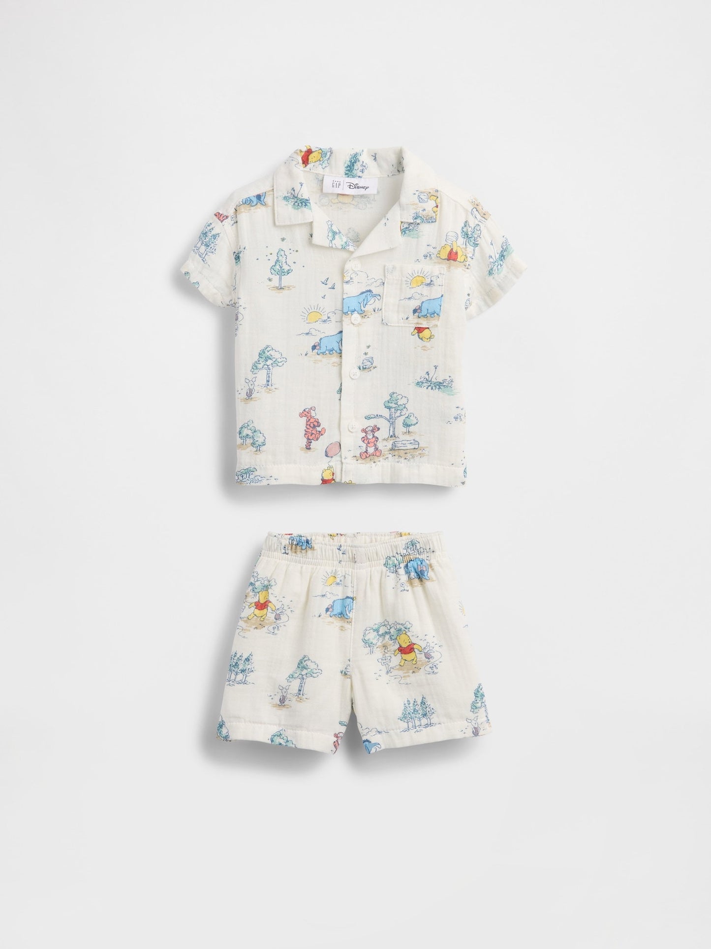 Beyaz Winnie The Pooh Pamuk Gauze Outfit Set