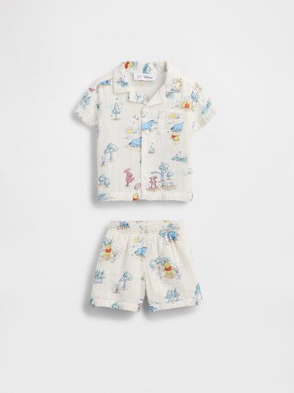Beyaz Winnie The Pooh Pamuk Gauze Outfit Set