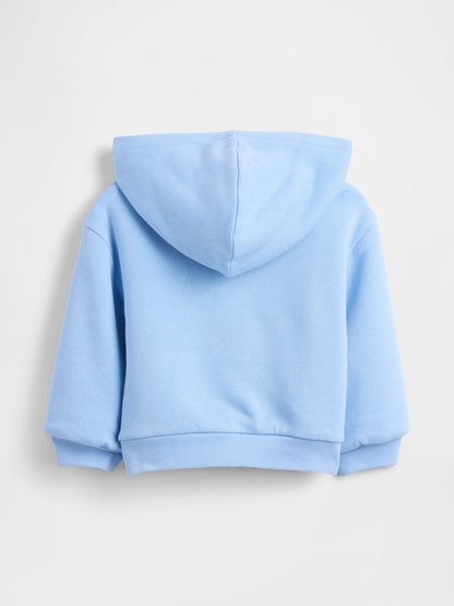 Açık Mavi Sherpa Astarlı Payetli Fermuarlı Sweatshirt