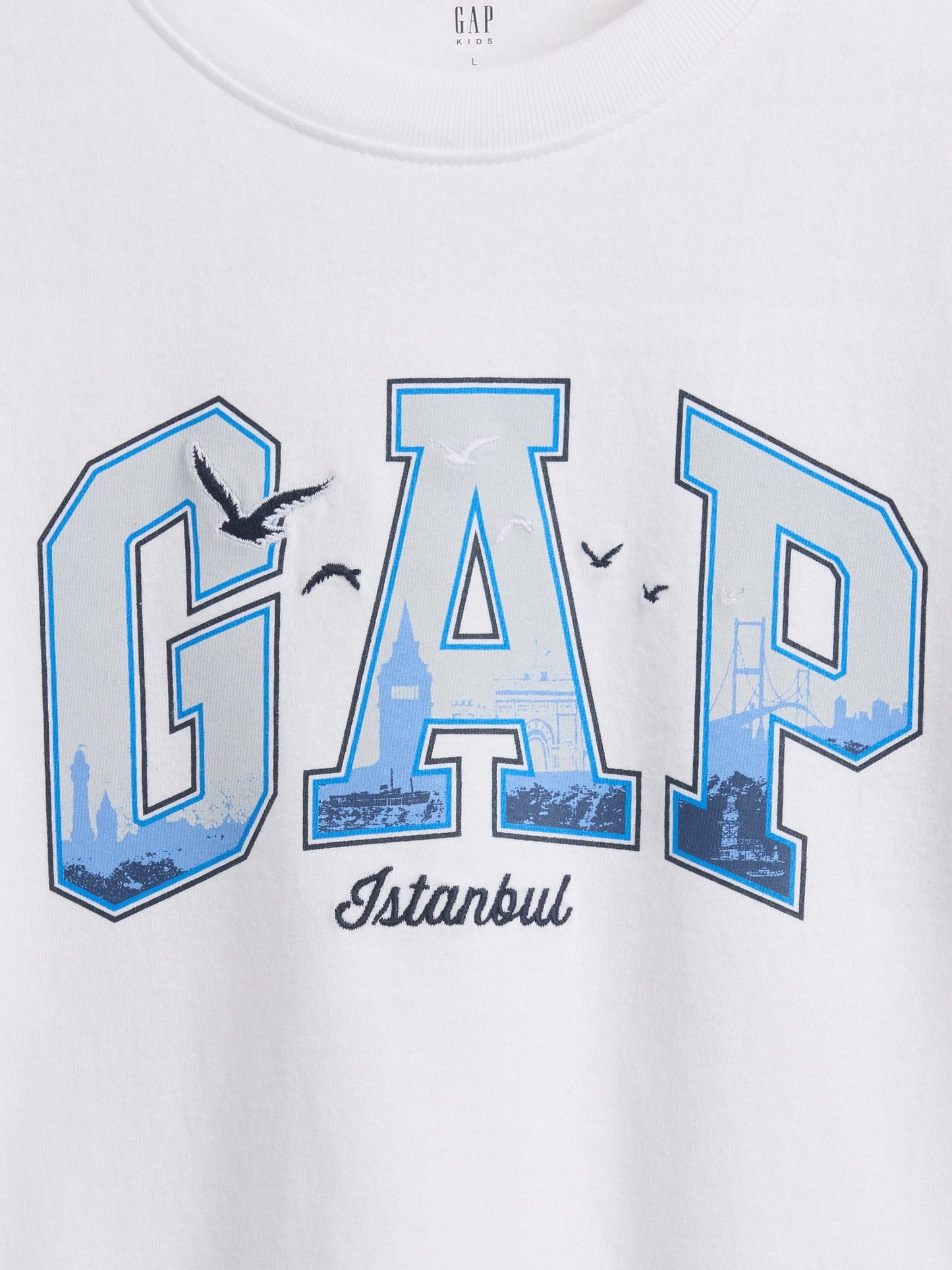 Beyaz Istanbul Logo Grafik Baskılı T-shirt