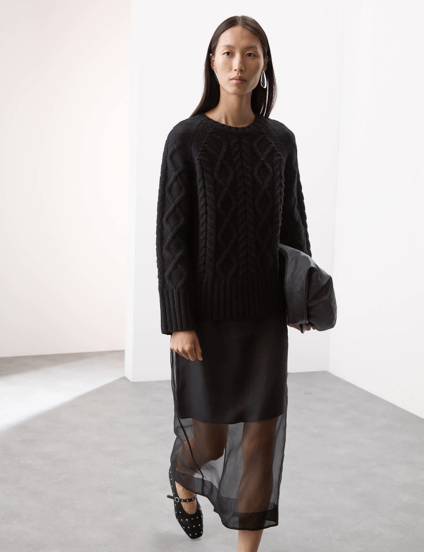 Kaşmir Karışımlı Uzun Kollu Örme Kazak