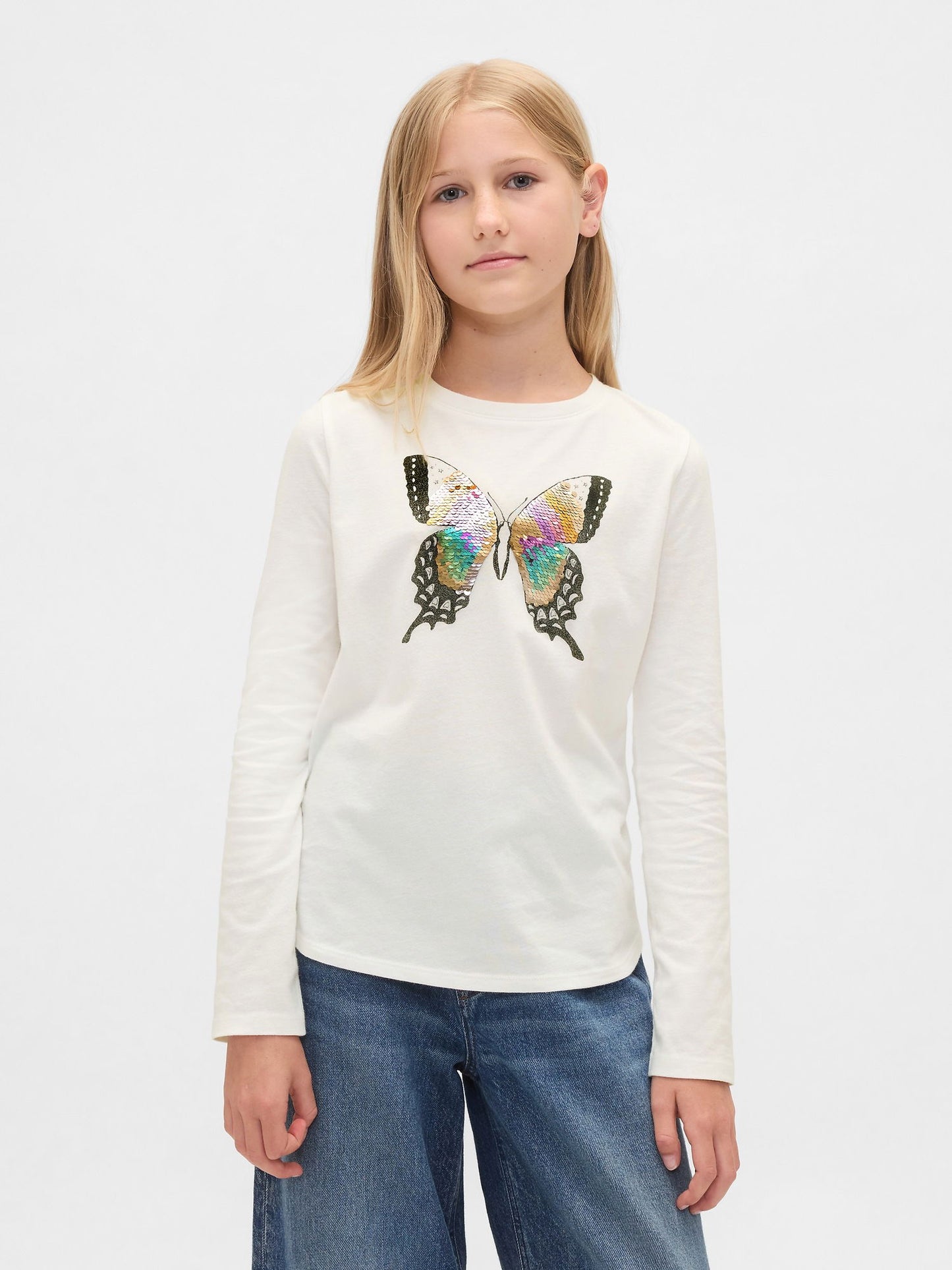 Beyaz Flippy-sequin Grafik T-shirt