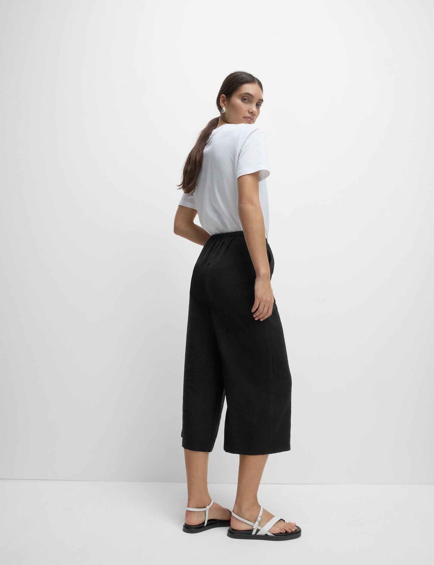 Lyocell Wide Leg Crop Pantolon