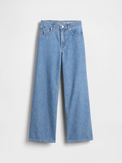 Açık Mavi Low Rise Stride Wide-leg Jean Pantolon
