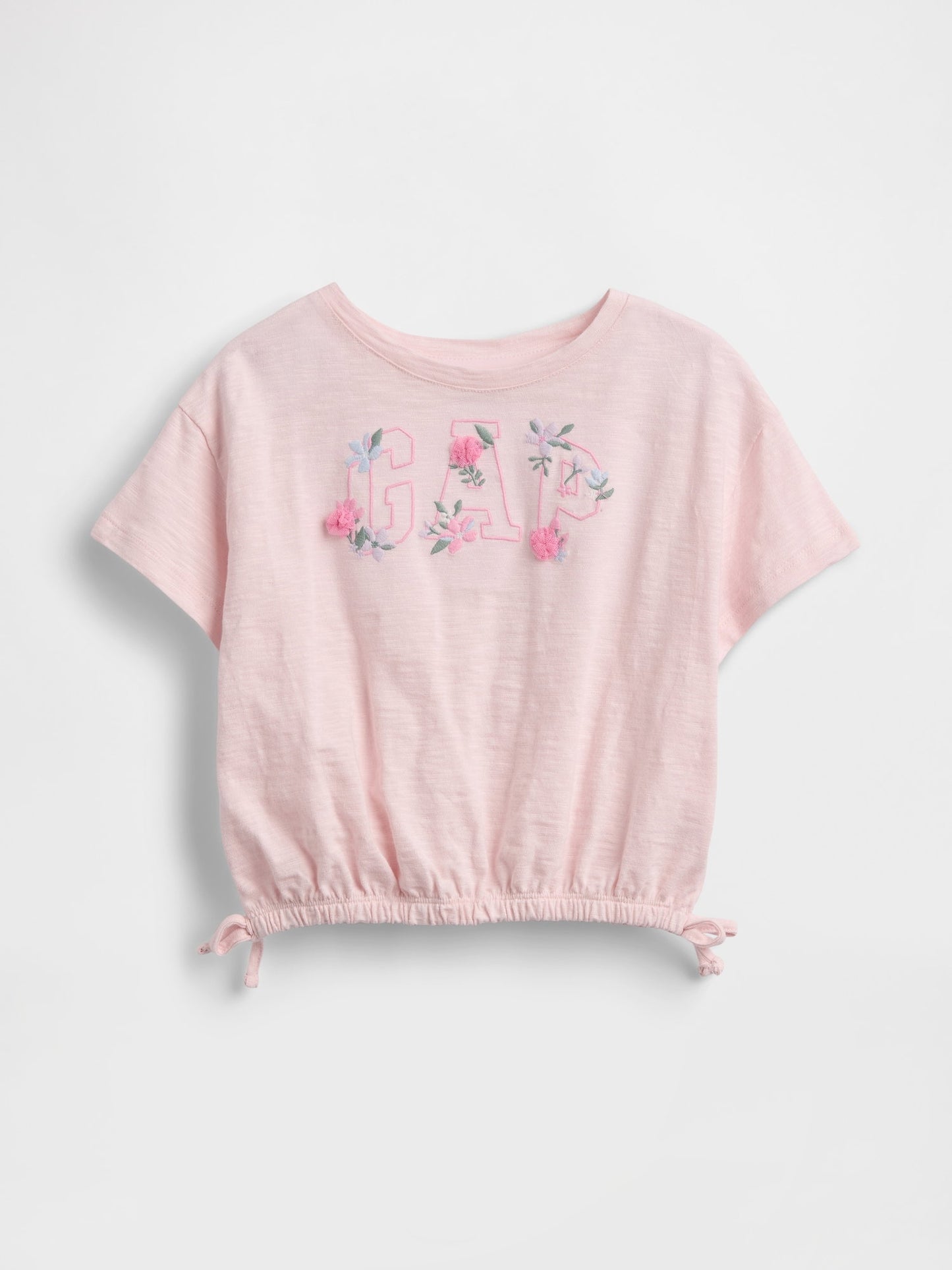 Pembe Organik Pamuk Logo Işlemeli T-shirt