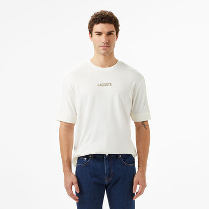 Lacoste Erkek Loose Fit Bisiklet Yaka Baskılı Beyaz T-shirt