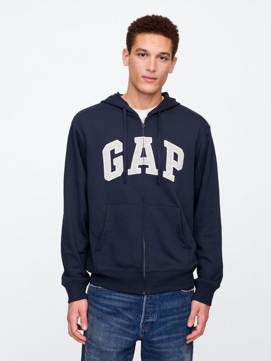 Lacivert Gap Logo Fermuarlı Fransız Havlu Kumaş Sweatshirt