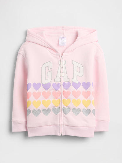 Pembe Gap Logo Fermuarlı Sweatshirt
