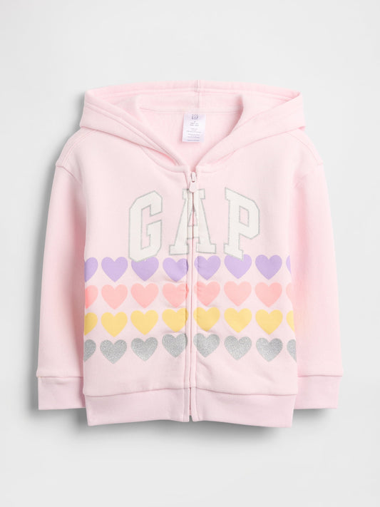 Pembe Gap Logo Fermuarlı Sweatshirt