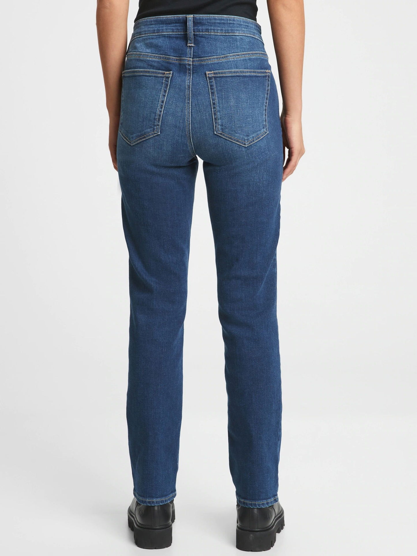Koyu Mavi Mid Rise Straight Leg Jean Pantolon
