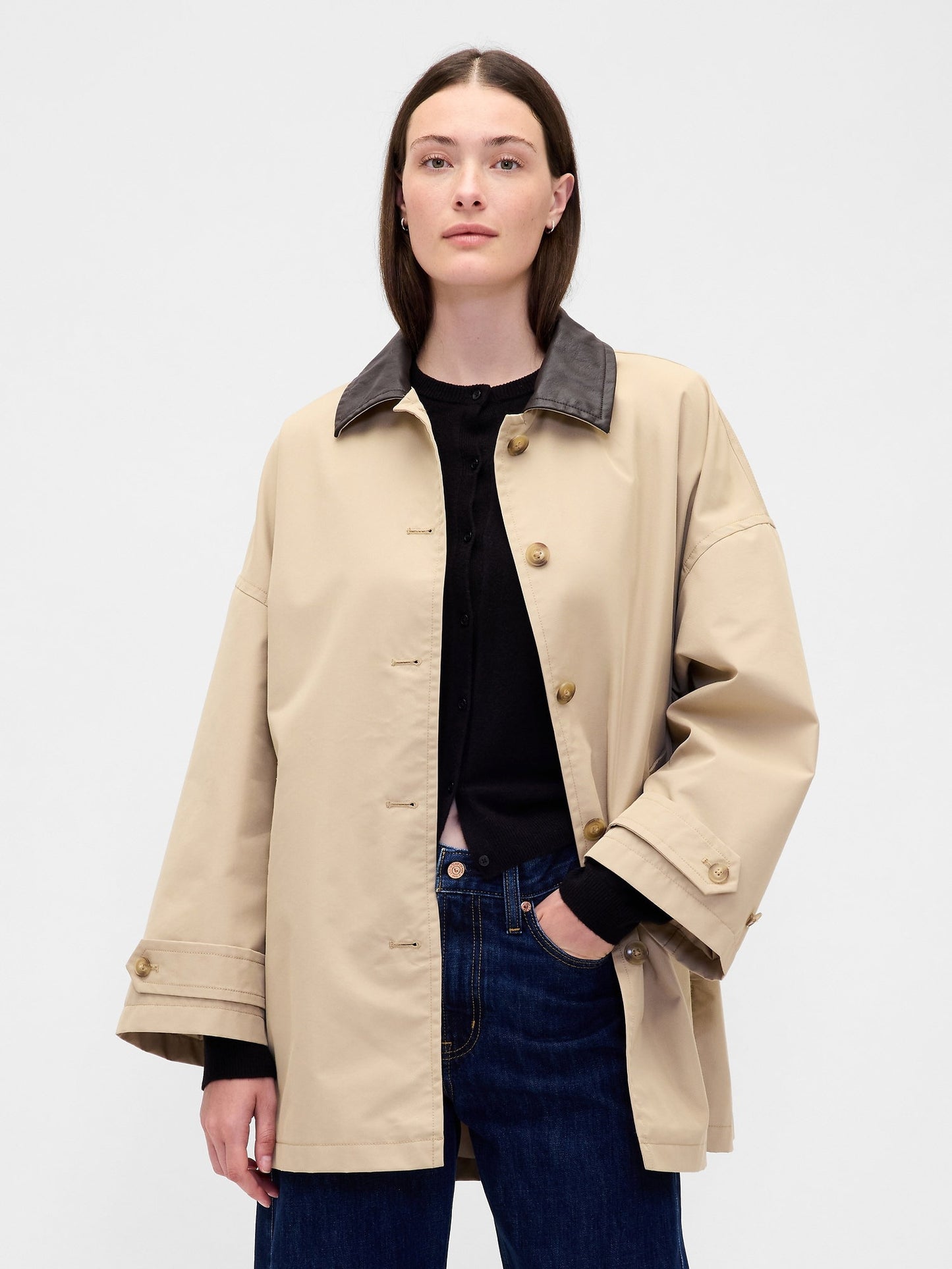 Krem Twill Oversized Trençkot