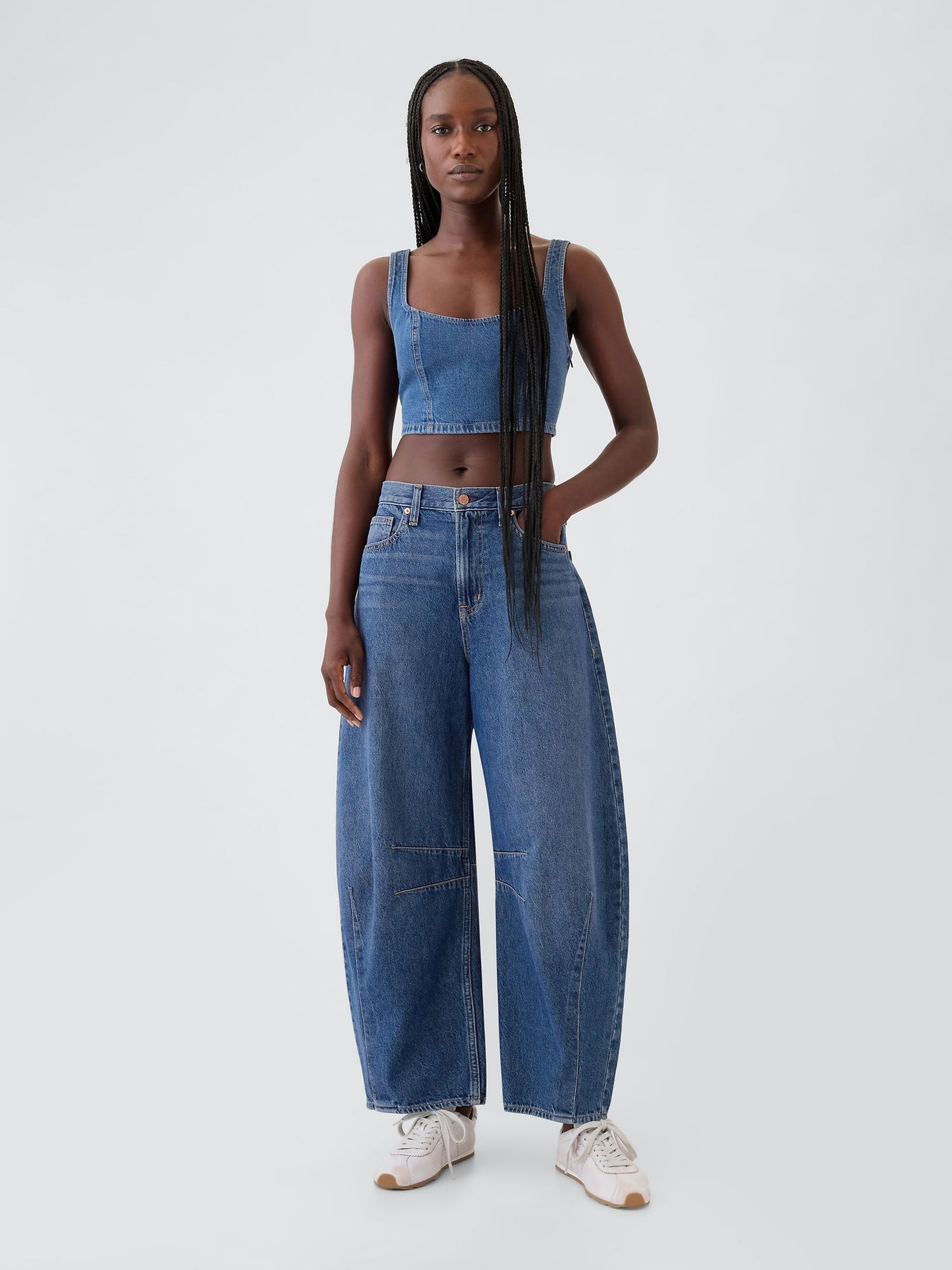 Koyu Mavi High Rise Horseshoe Jean Pantolon