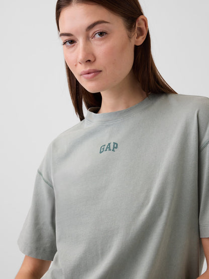 Açık Yeşil Organik Pamuk Vintagesoft Athletic Logo Tunik T-shirt