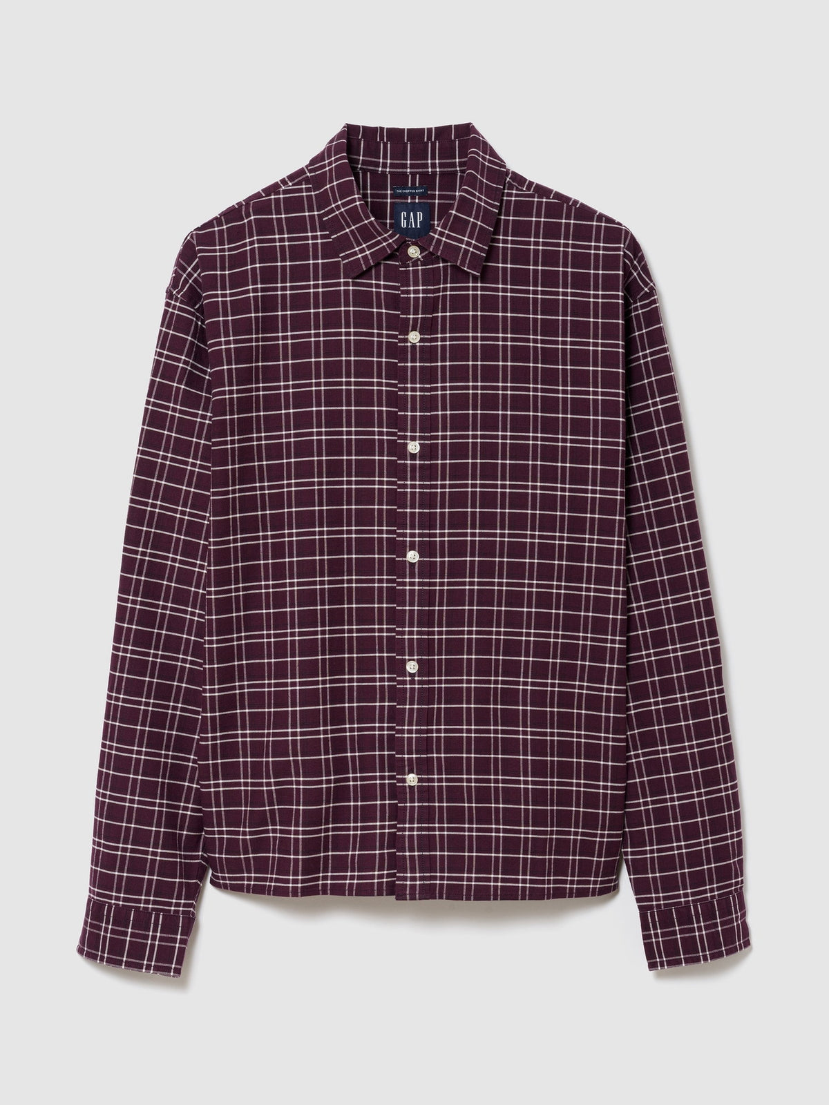 Bordo Relaxed Crop Straight-hem Oxford Gömlek
