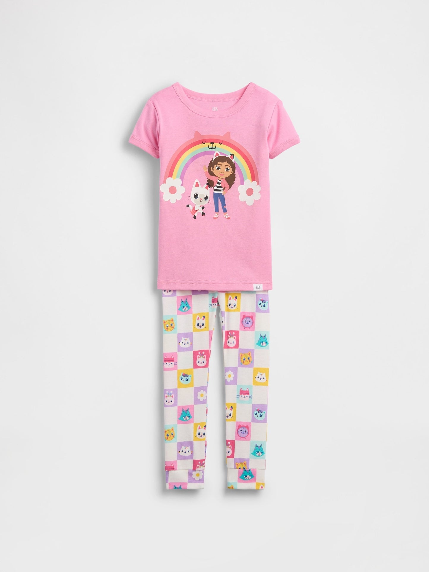 Pembe Organik Brushed Pamuk Gabby's Dollhouse Pijama Takımı
