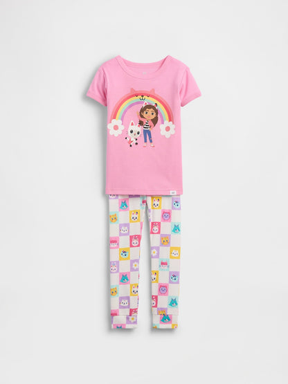 Pembe Organik Brushed Pamuk Gabby's Dollhouse Pijama Takımı