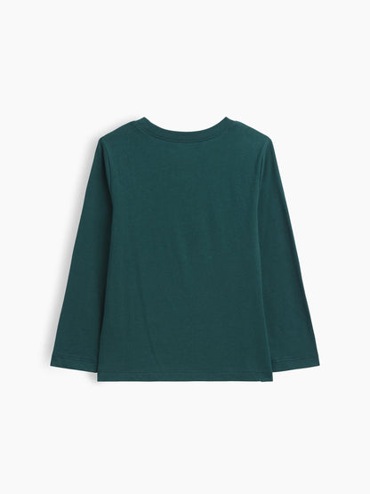 Koyu Yeşil Bisiklet Yaka T-shirt